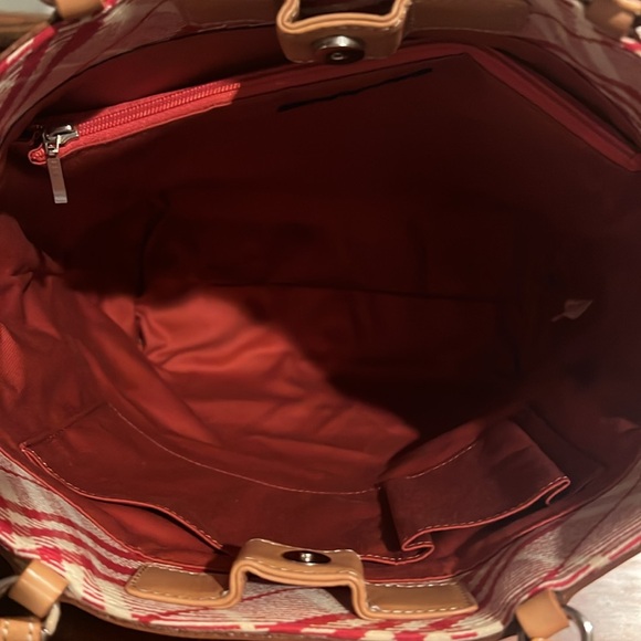 BURBERRY London Blue Label Canvas/Leather Tote Red - Picture 9 of 13